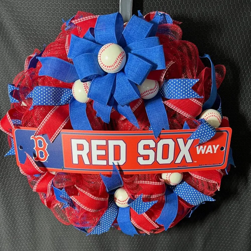 Red Sox Way Deco Mesh Wreath